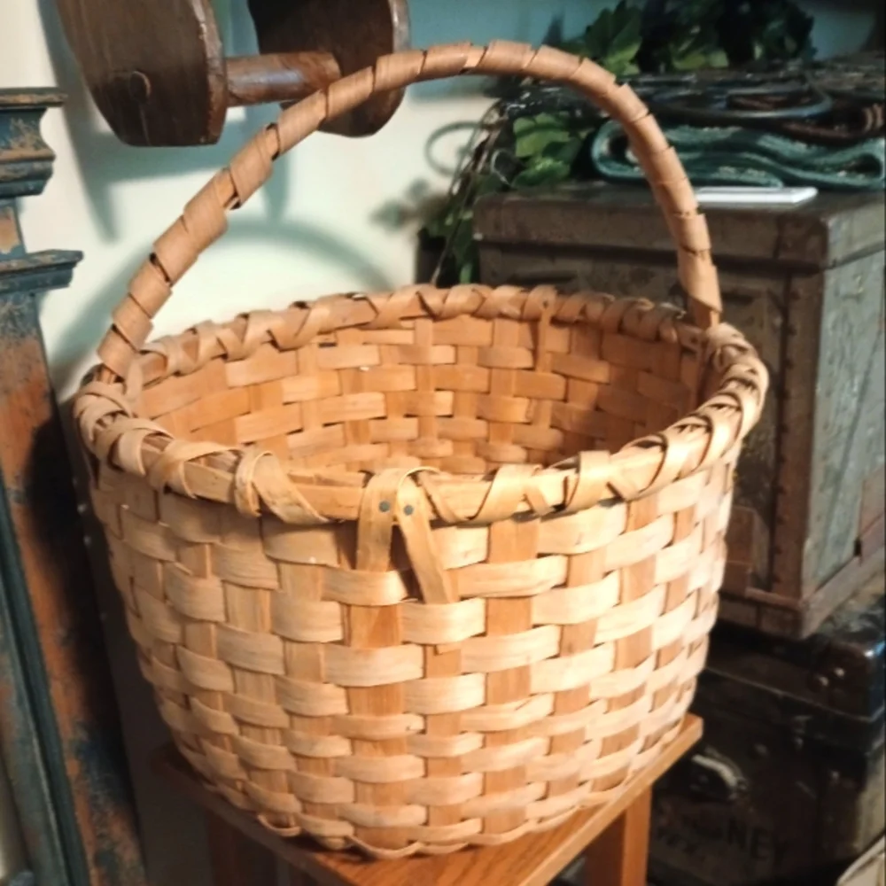 Beautiful Antique Handwoven Gathering Basket